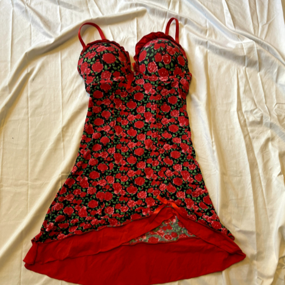 No Secret Rose Print Lingerie Top